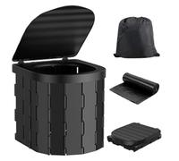 Portable Foldable Toilet, Heavy-Duty ABS Plastic, 400 lbs Capacity, Emergency Sanitation for Travel and Camping