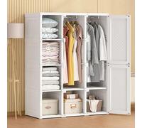 Portable Foldable Wardrobe Closet for Hanging Clothes Durable PP Material Magnetic Door Includes Alloy Clothes Rail 60kg Capacity Compact Size 104x50x136cm