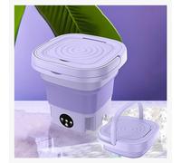 Portable Foldable Washing Machine, Mini Laundry Machine 8L with Spin Dry and Drainage Pipe, Camping Clothes Washer for small rooms,camping,RV travel,Purple