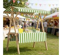 Portable Foldable Wooden Market Booth Cart with Canopy Versatile Display Rack for Outdoor Vendors Craft Fairs Food Markets & Flea Markets (Light Green 47.2in/120cm)