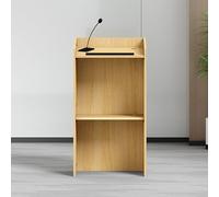 Portable Foldable Wooden Podium Stand with Open Storage - Ideal Lectern for Churches, Classrooms, Conferences & Weddings - Lightweight & Easy to Assemble