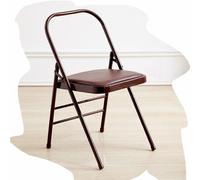 Portable Foldable Yoga Chair for Beginners - Adjustable Iyengar Balance Training Tool for Back Pain Relief Ideal Support for Yoga Practice (Brown)