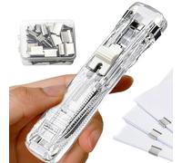 Portable Folder Stapler - ABS Metal 11.5x2.5cm | Reusable Paper Binding Clamp Dispenser, Hand Clip Stapler | Office School Home Desk Document Paper Fact
