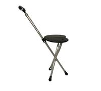 Portable Folding Aluminium Walking Stick Seat with Torch, 200kg Capacity, Adjustable Height 46-55cm x 70-80cm