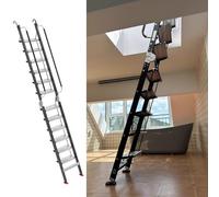 Portable Folding Attic Ladder with Handrails and Anti-slip Steps, Adjustable for Loft Access