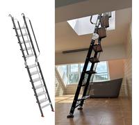 Portable Folding Attic Ladder with Handrails and Anti-slip Steps, Adjustable for Loft Access