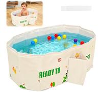 Portable Folding Baby Bath Tub, Large Toddler Bath Integrated Design with Drainage Hole, Multifunctional Foldable Bathtub for Children Ages 0 to 8(Style 2)