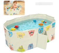 Portable Folding Baby Bath Tub, Large Toddler Bath Integrated Design with Drainage Hole, Multifunctional Foldable Bathtub for Children Ages 0 to 8(Style 1)