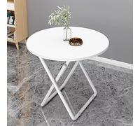 Portable Folding Balcony Round Table - 60cm Metal Coffee Dining Table with Marble Top - Compact Outdoor End Table for & Kitchen - Stylish & Space-Saving Design