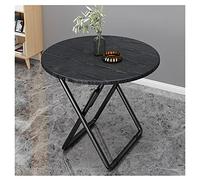 Portable Folding Balcony Table - Small Round Metal Dining Table with Marble Top - 80cm Coffee End Table for Kitchen & Home - Stylish Space-Saving Design
