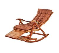 Portable Folding Bamboo Sun Lounger Rocking Chair with Footrest - Lightweight Garden Recliner for Easy Movement and Comfort for Seniors (Braun)