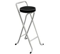 Portable Folding Bar Stool - 32" table Padded Seat for Kitchen Counter, Breakfast Bar, Desk - Lightweight High Chair for nic & Garden Parties (Black A)