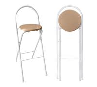 Portable Folding Bar Stool 60-75 cm No Assembly Required Space-Saving Design Ideal for Kitchen Camping Outdoor Use with Footrest t for Breakfast and Lunch (Natural Finish)