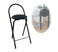 Portable Folding Bar Stool 60cm Counter Chair with Backrest Round Foldable Stool for Kitchen Island Breakfast Bar Camping - Space-Saving Design (Size: D)