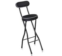 Portable Folding Bar Stool Heavy Duty Metal Stool for Kitchen Garden Bathroom - Round Foldable Seat Supports Up to 220 lbs - Ideal for Indoor & Outdoor Use