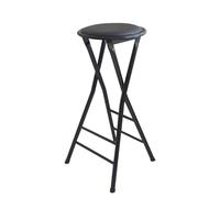 Portable Folding Bar Stool - Lightweight PU Cushioned High Top Chair for Outdoor Camping & Kitchen - 28in/70cm Black - Space-Saving Design, Ideal for Cafés & Events