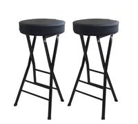 Portable Folding Bar Stool Set 2 Pcs, Backless Design for Kitchen or Recreat Room, 19 Inch Height, & Space Saving, Slish Black h