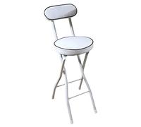 Portable Folding Bar Stool with Back Support & Footrest Padded Seat 330lb Capacity - Ideal for Kitchen Islands Outdoor Use Comfortable & Space-Saving Seating Solution