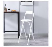 Portable Folding Bar Stool with Backrest 30in/75cm Cushioned Seat 100kg Capacity White High Chair for Kitchen Home & Garden Space-Saving Design