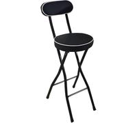 Portable Folding Bar Stool with Backrest Adjustable Height 55/60/65 cm Padded Seat for Comfort Ideal for Kitchen Islands & Outdoor UseBlack