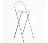 Portable Folding Bar Stool with Backrest Adjustable Height 55-75cm Heavy-Duty 136kg Capacity Ideal for Outdoor Garden and Camping Available in Black/White/Wood Finish.