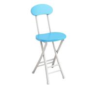 Portable Folding Bar Stool with Backrest18 Inch Round High Stool for AdultsLightweight Camp & Kitchen SeatingVersatile Light Blue Folding Chair
