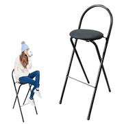 Portable Folding Bar Stool with Padded Seat, 24in Counter Height Chair, Foldable Breakfast Stool for Adults, Kitchen Use, Lightweight and Space-Saving (Noir)