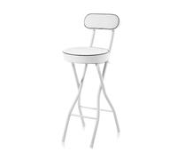 Portable Folding Bar Stool with Padded Seat Adjustable Counter Height Chair (22-30inch) Lightweight High Chair for Kitchen Garden Office - White 28inch/70cm