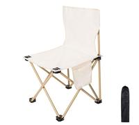 Portable Folding Beach Chair Large Lightweight Camp Stool with Carry Bag & Side Pockets No Assembly Required Perfect for Hiking Picnics and Outdoor Adventures (White)