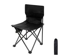 Portable Folding Beach Chair Lightweight Camping Stool with Carry Bag & Side Pockets No Assembly Required Ideal for Hiking Picnics Outdoor Activities (Black Large)
