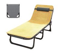 Portable Folding Bed with Adjustable Backrest Camping Cot for Adults 4-Position Lounge Chair with Removable Headrest Ideal for Beach Lawn and Camping (Yellow 190x75x2 cm)