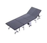 Portable Folding Bed with Mattress Adjustable Reclining Camping Cot for Adults Breathable Fabric Rollaway Bed with Wheels for Home & Office (190x90x30cm)