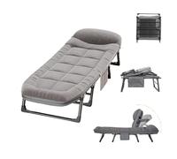 Portable Folding Bed with Mattress - Durable Metal Frame for Camping and Outdoor Use, Space-Saving Design, Thick Corduroy Fabric