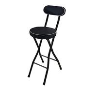 Portable Folding Breakfast Stool for Adults PU Upholstered Kitchen Bar Stool Steel Frame 22" Counter Height Chair Compact Black Design for Home & Dining