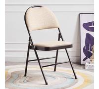 Portable Folding Camp Chair with Backrest, Lightweight & Space-Saving, Padded Indoor/Outdoor Chairs, Metal e, No Assembly Required for Balcony & Garden (Bei)