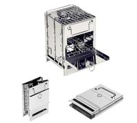 Portable Folding Camp Stove, Camping Wood Burning Stove, Collapsible Backpacking Stove Stainless Steel Campfire Stove for Outdoor Cooking Picnic Hiking BBQ (Sliver-Large)