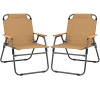 Portable Folding Camping Chairs 2 Pack, High Back Support with Wooden Armrests, Lightweight for Outdoor Adventures and Travel