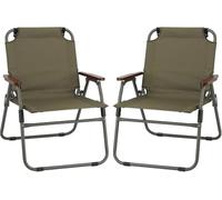 Portable Folding Camping Chairs - Oversized 2 Pack with High Back, Wooden Armrests, Lightweight and Foldable for Outdoor Use