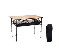 Portable Folding Camping Table, 120cm Adjustable Height Aluminum Picnic Table with Storage Space, Includes Carry Bag, Perfect for Picnics, BBQs, and Beach Use