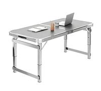 Portable Folding Camping Table - Rectangular Card Table with Collapsible Legs & Carrying Handle - Ideal for Camping, Picnics, Office, Parties - Lightweight Aluminum Construction
