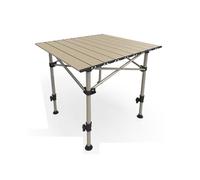 Portable Folding Camping Table with 2 Chairs, Lightweight Aluminium Outdoor Dining Set, Compact Garden Furniture with Side Pocket and Carry Bag, Black Rolling Top, 50x50x50 cm