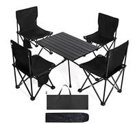 Portable Folding Camping Table with Bag68x47cm Lightweight Picnic Table for Hiking Travel BBQ Outdoor PartiesCompact RollUp Design with 4 Chairs Included