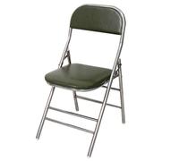 Portable Folding Chair Reinforced Stainless Steel Frame PU Leather Cushion Ideal for Home & Meeting Rooms Lightweight & Army Green