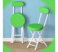 Portable Folding Chair with Backrest Lightweight Round Padded Kitchen Stool Stylish Camping Seat for Home Outdoor & Travel Green Color Compact Design