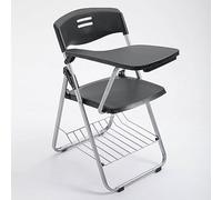 Portable Folding Chair with Tablet Arm, Stackable Mesh Backrest and Padded Seat for Office, School, and Classroom Use