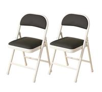 Portable Folding Chairs, Durable Metal Folding Stools for Adults, Outdoor Garden & Kitchen Use, 2-Pack, Black & White, 44cm/17in - Lightweight & Space-Saving Design
