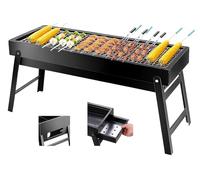 Portable Folding Charcoal BBQ Grill - 24" Outdoor Tabletop Barbecue for Camping, Picnics, Hiking, Patio Parties & Travel - Compact, Lightweight & Easy to Clean - Steel Grilling Tool
