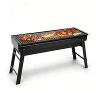 Portable Folding Charcoal BBQ Grill, Large Stainless Steel Barbecue with Built-in Handle, Foldable Tabletop Smoker, Outdoor Camping Grill for Garden, Picnic, Patio, Beach, Travel, Suitable.