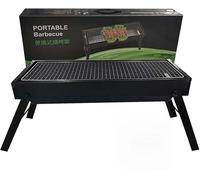 Portable Folding Charcoal BBQ Grill with Airflow Vents, Compact Tabletop Barbecue with Metal Cooking Grate for Camping Garden Picnic Patio Outdoor Cooking