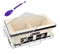 portable folding charcoal grill, outdoor bbq grill Portable Wood Charcoal BBQ Rack, Rectangular Yakatori Hibachi BBQ Tabletop Grill Japanese Portable Camping Charcoal Cooker Stove with Food Tong